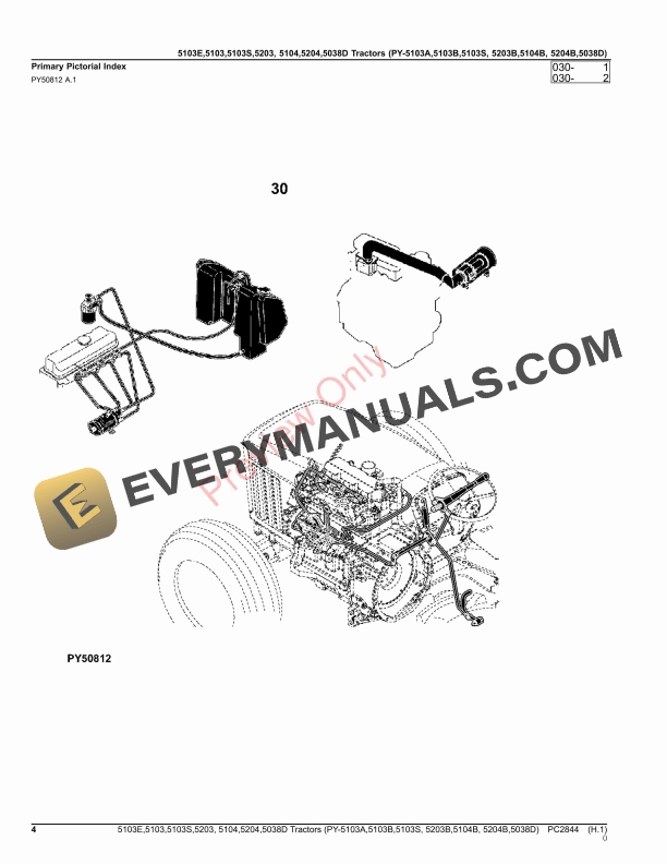John Deere 5038D, 5103E, 5103, 5103S, 5203, 5104, 5204, Tractors (PY Parts Catalog PC2844 12NOV23-4
