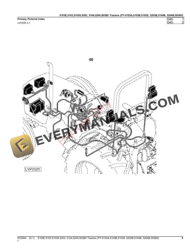 John Deere 5038D, 5103E, 5103, 5103S, 5203, 5104, 5204, Tractors (PY Parts Catalog PC2844 12NOV23-5