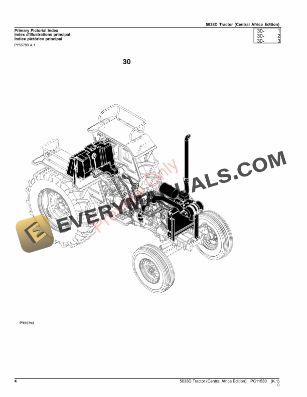 John Deere 5038D Tractor Parts Catalog PC11530 23JUL23 4
