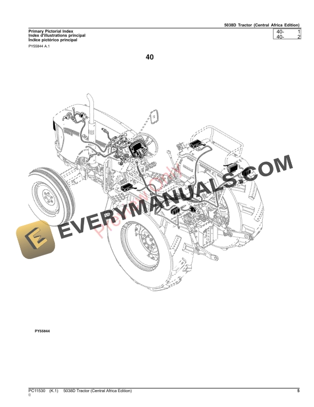 John Deere 5038D Tractor Parts Catalog PC11530 23JUL23 5
