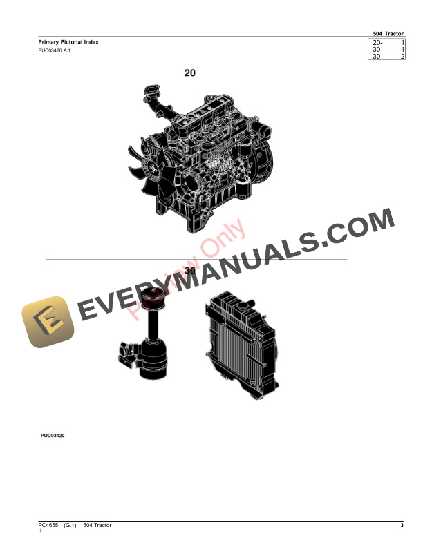 John Deere 504 Tractor Parts Catalog PC4655 22MAY20-3