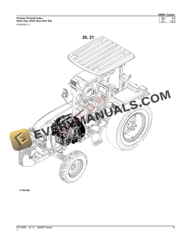 John Deere 5040D Tractor Parts Catalog PC16081 26NOV23-3