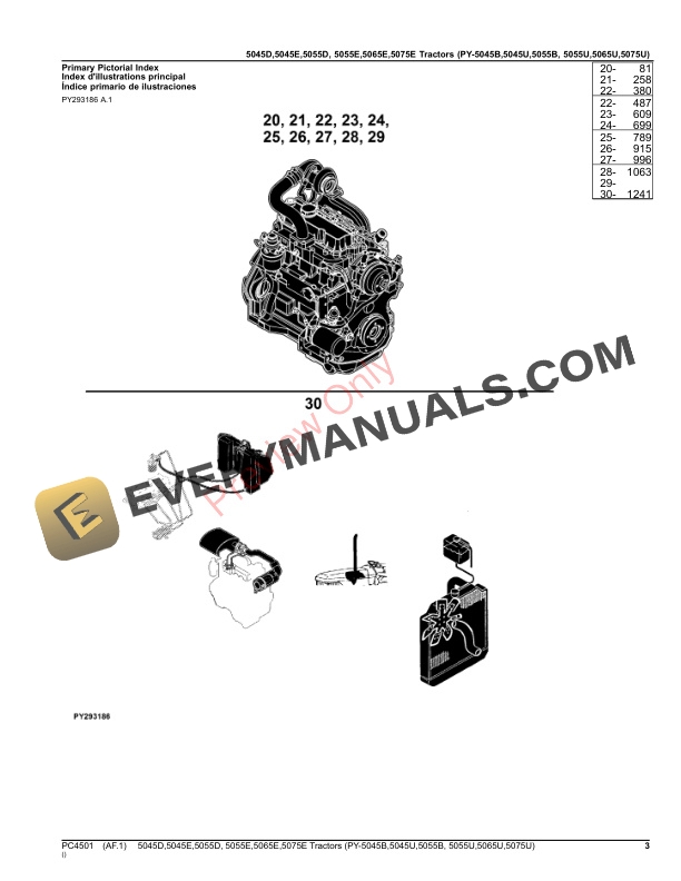 John Deere 5045D, 5045E, 5055D, 5055E, 5065E, 5075E Tractors (Tier 2)(8X4 and 9X3 TSS Transmission with OOS) (PC4501) Parts Catalog PC4501 10SEP23-3