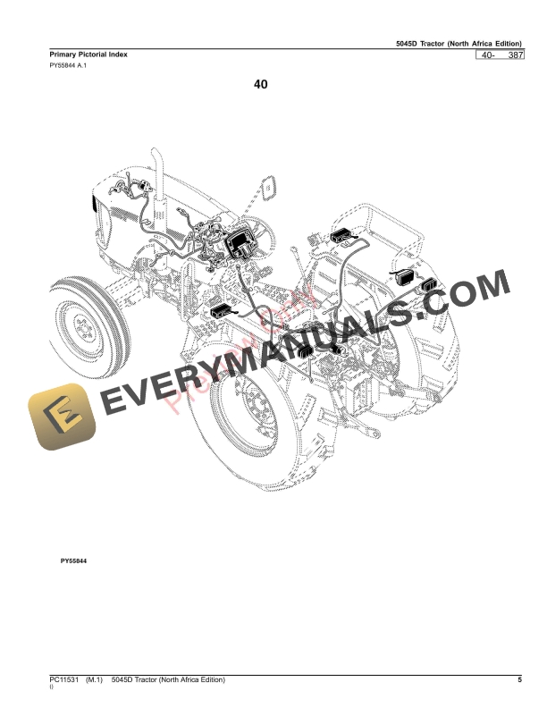 John Deere 5045D Tractor Parts Catalog PC11531 05NOV23 5