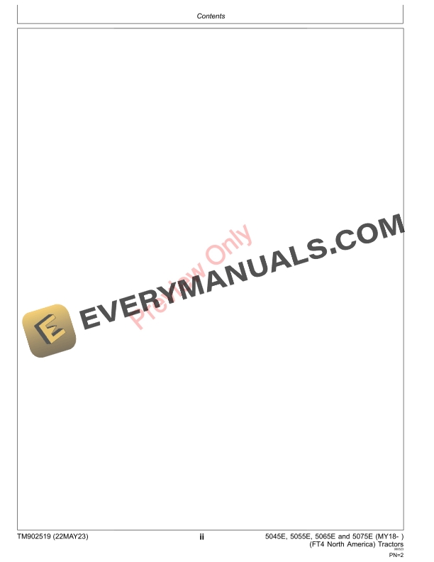 John Deere 5045E 5055E 5065E and 5075E MY18 Repair Technical Manual TM902519 22MAY23 4