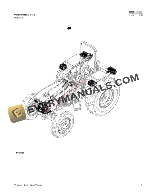 John Deere 5050E Tractor Parts Catalog PC16289 19NOV23-5