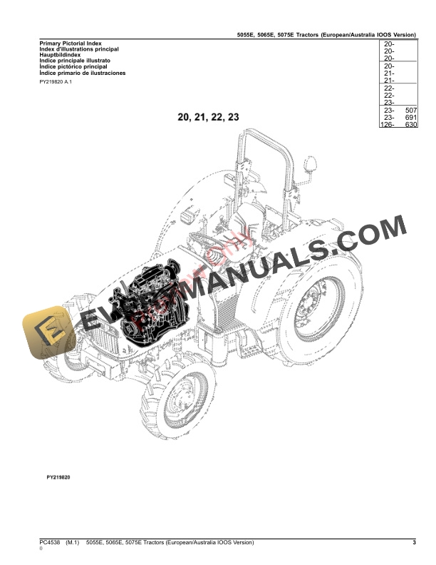 John Deere 5055E, 5065E and 5075E Tractors (Stage IIIA Engine)(EuropeAustralia IOOS Version) (PC4538) Parts Catalog PC4538 10SEP23-3
