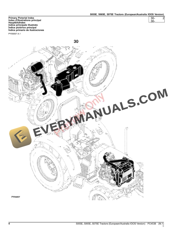 John Deere 5055E, 5065E and 5075E Tractors (Stage IIIA Engine)(EuropeAustralia IOOS Version) (PC4538) Parts Catalog PC4538 10SEP23-4