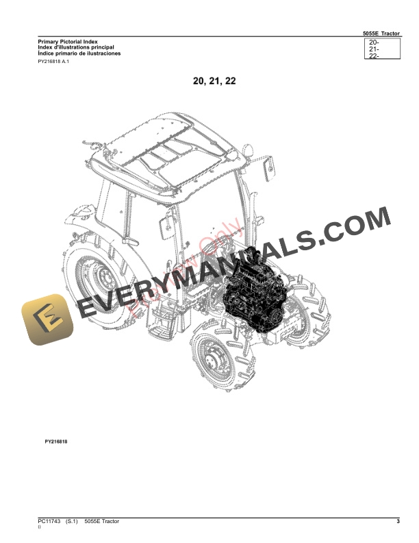 John Deere 5055E Tractor Parts Catalog PC11743 24AUG23 3