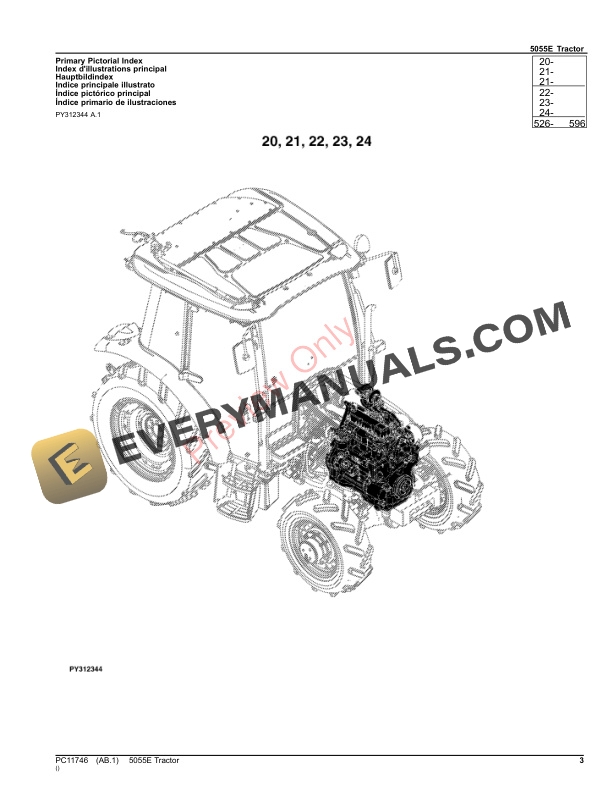 John Deere 5055E Tractor Parts Catalog PC11746 24SEP23 3