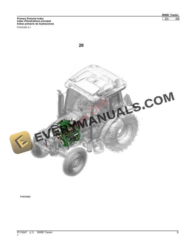 John Deere 5060E Tractor Parts Catalog PC16247 19NOV23-3