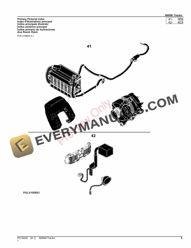 John Deere 5065M Tractor Parts Catalog PC10540 08SEP23 5