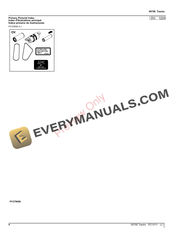 John Deere 5075E Tractor (Cab 1PY5075EPHJ402101 Parts Catalog PC13111 06OCT23-4