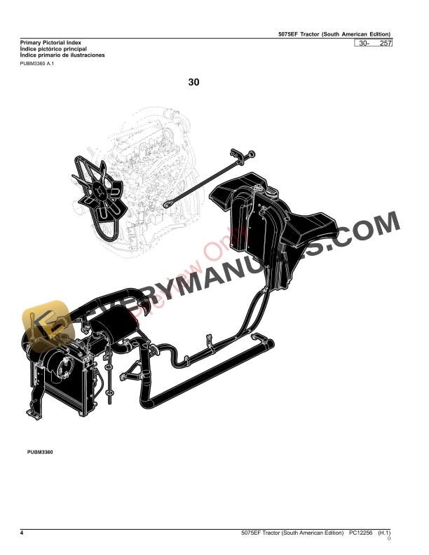 John Deere 5075EF Tractor (Engine 3029TPY60) Parts Catalog PC12256 14NOV23-4