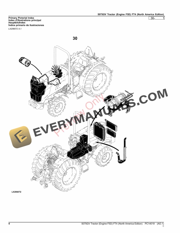 John Deere 5075GV Tractor (Engine F5D) FT4 Parts Catalog PC14019 03MAY23-4