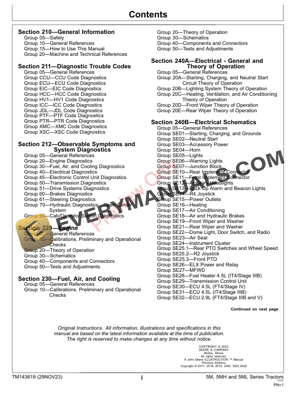 John Deere 5075M FT4Stage V 5090M 5100M 5100MH 5100ML 5115M and 5115ML IT4Stage IIIB and FT4Stage IV Tractors Diagnostic Technical Manual TM143619 03OCT23 3