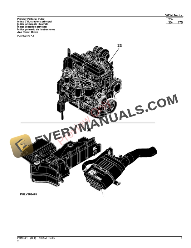 John Deere 5075M Tractor Parts Catalog PC10541 07NOV23 3