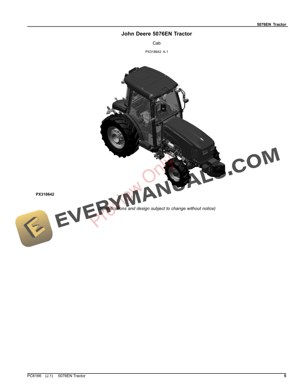John Deere 5076EN Tractor Parts Catalog PC6166 12OCT23-5