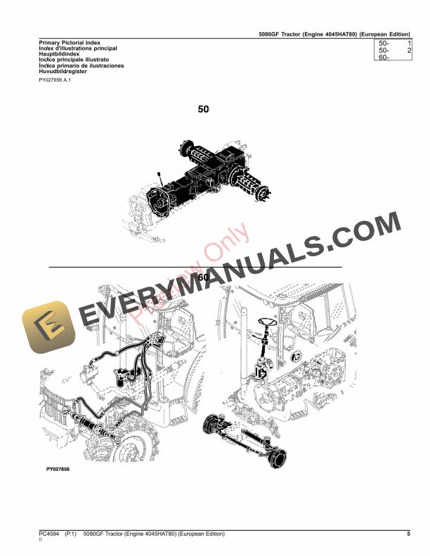John Deere 5080GF Tractor (Engine 4045HAT80) Parts Catalog PC4594 03OCT23-5