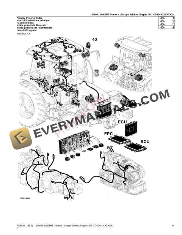 John Deere 5080R, 5080RN Tractors Parts Catalog PC4585 16NOV23-5
