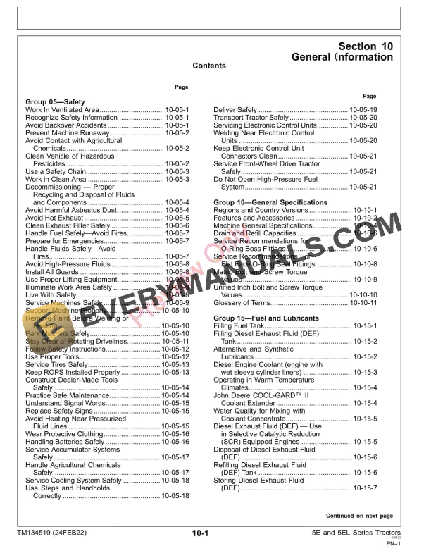 John Deere 5085E, 5090E, 5090EL, and 5100E (FT4) Tractors Repair Technical Manual TM134519 24FEB22 7 John Deere 5085E 5090E 5090EL and 5100E FT4 Tractors Repair Technical Manual TM134519 24FEB22 5