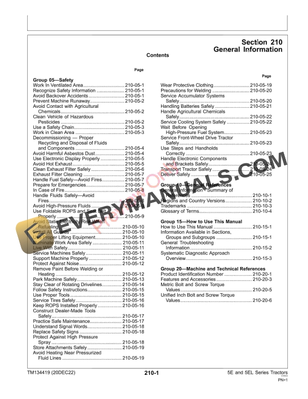 John Deere 5085E 5090E 5090EL and 5100E FT4 TractorsDiagnostic Diagnostic Technical Manual TM134419 20DEC22 5
