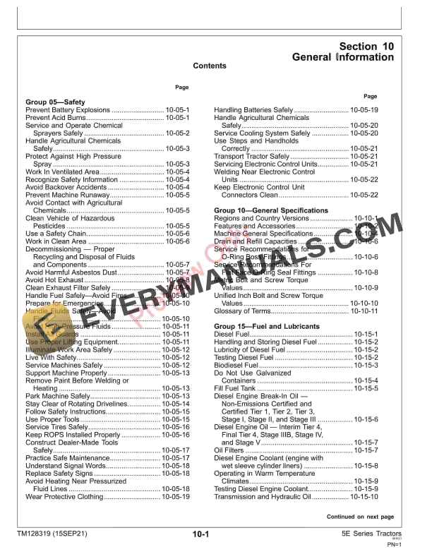 John Deere 5085E and 5100E (IT4) Tractors Repair Technical Manual TM128319 15SEP21 7 John Deere 5085E and 5100E IT4 Tractors Repair Technical Manual TM128319 15SEP21 5