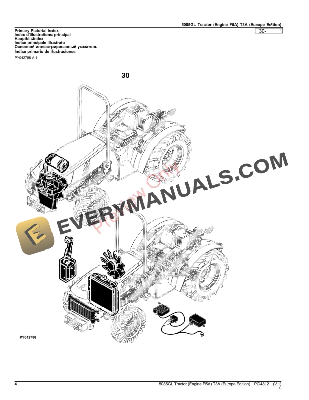John Deere 5085GL Tractor (Engine F5A) T3A Parts Catalog PC4812 20JUL23-4