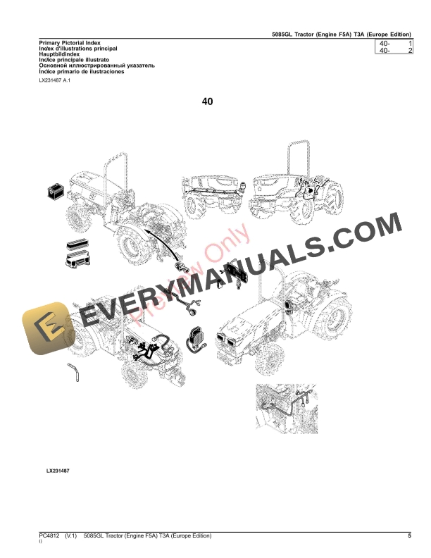 John Deere 5085GL Tractor (Engine F5A) T3A Parts Catalog PC4812 20JUL23-5
