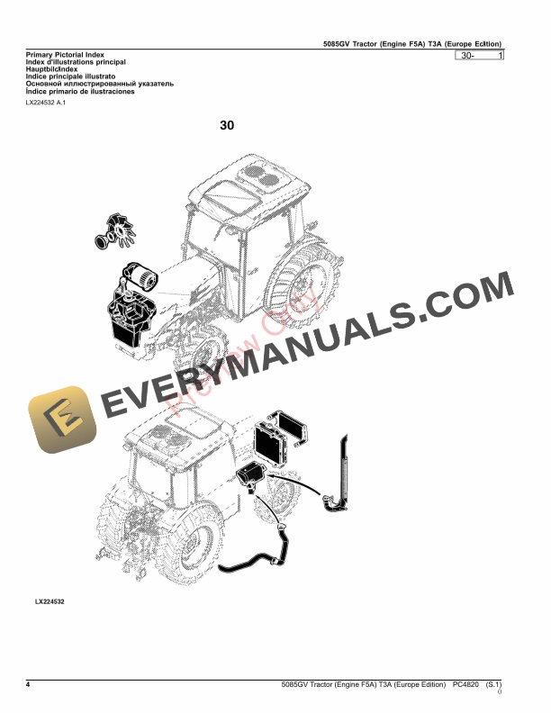 John Deere 5085GV Tractor (Engine F5A) T3A Parts Catalog PC4820 03MAY23-4