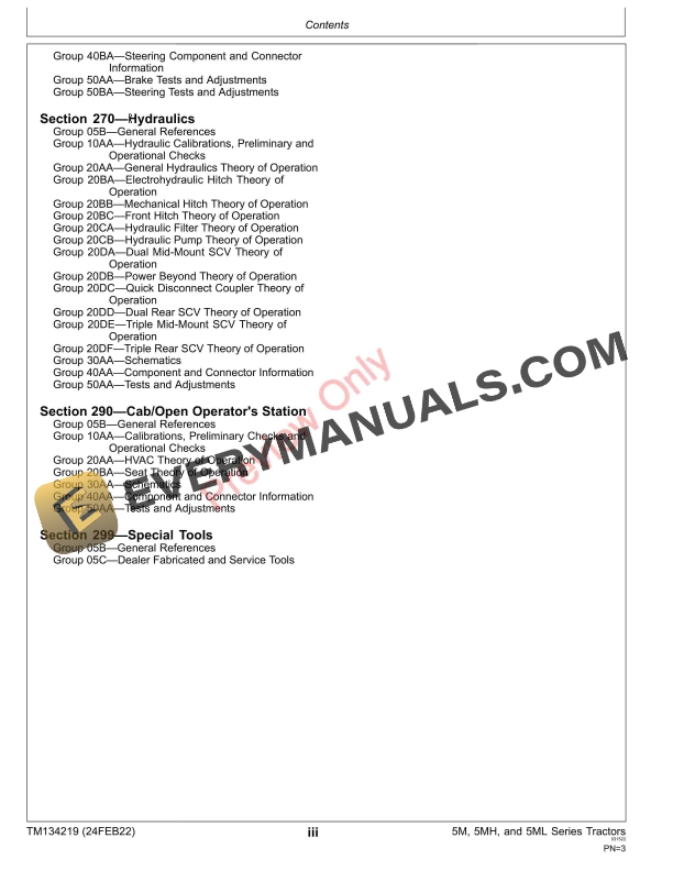John Deere 5085M 5100M 5100MH 5100ML 5115M and 5115MLFT4 Tractors Diagnostic Technical Manual TM134219 24FEB22 5