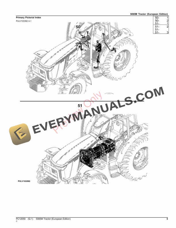 John Deere 5085M Tractor Parts Catalog PC12050 16NOV23-5