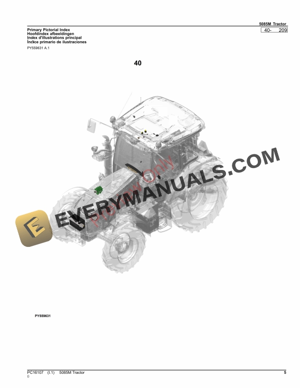 John Deere 5085M Tractor Parts Catalog PC16107 12OCT23-5