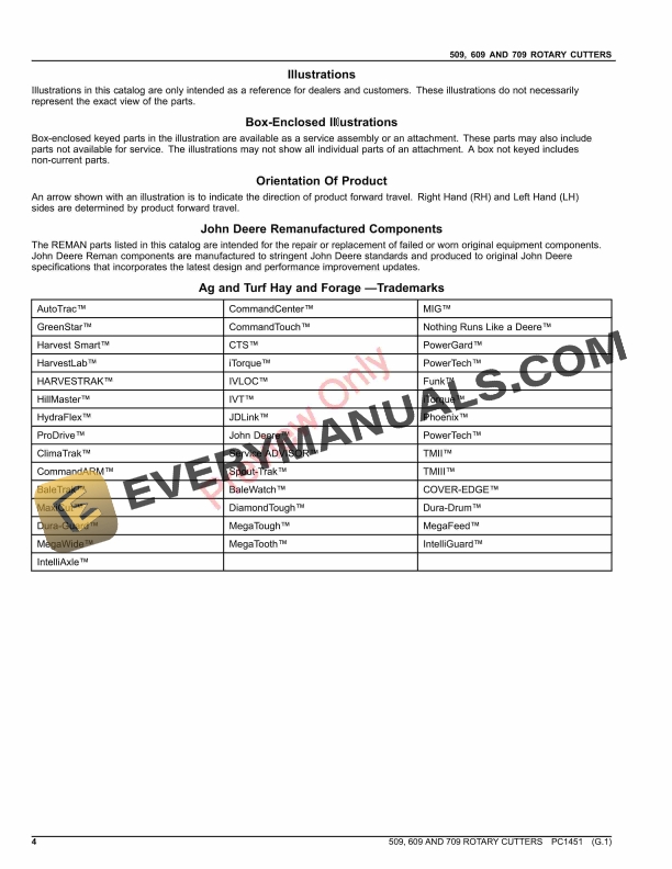 John Deere 509, 609 AND 709 ROTARY CUTTERS Parts Catalog PC1451 23NOV23-4