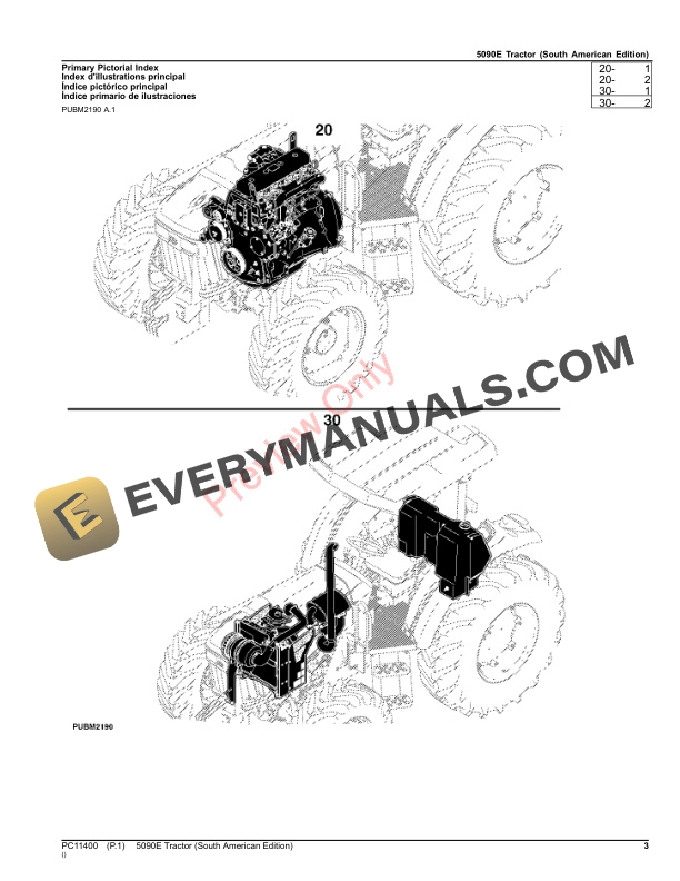 John Deere 5090E Tractor Parts Catalog PC11400 12NOV23 3
