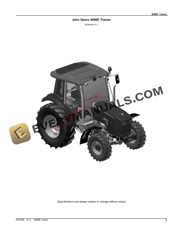 John Deere 5090E Tractor Parts Catalog PC6185 19NOV23-5