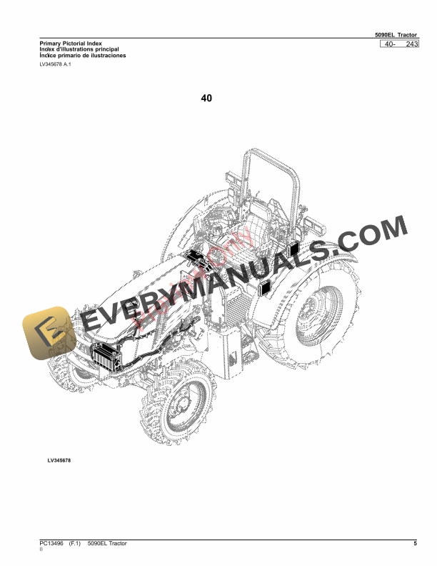 John Deere 5090EL Tractor Parts Catalog PC13496 30SEP23-5