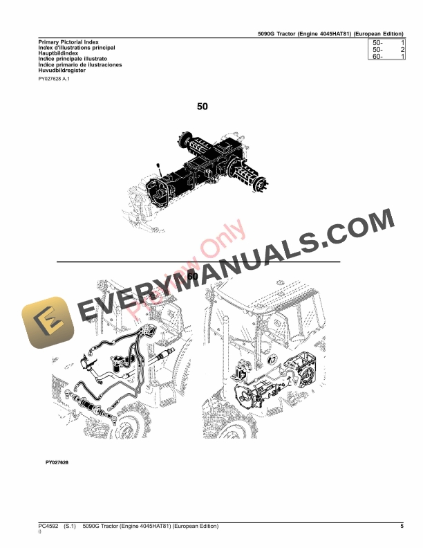 John Deere 5090G Tractor (Engine 4045HAT81) Parts Catalog PC4592 03OCT23-5