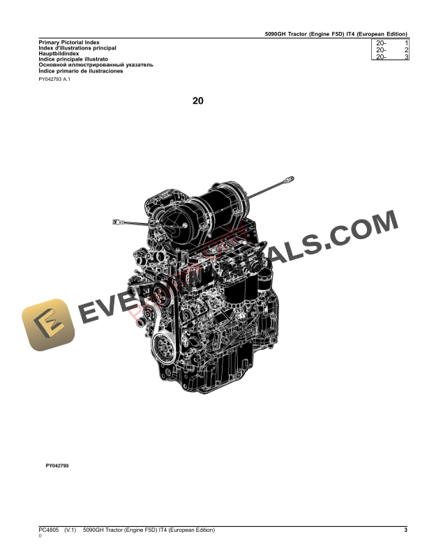 John Deere 5090GH Tractor (Engine F5D) IT4 Parts Catalog PC4805 20JUL23-3