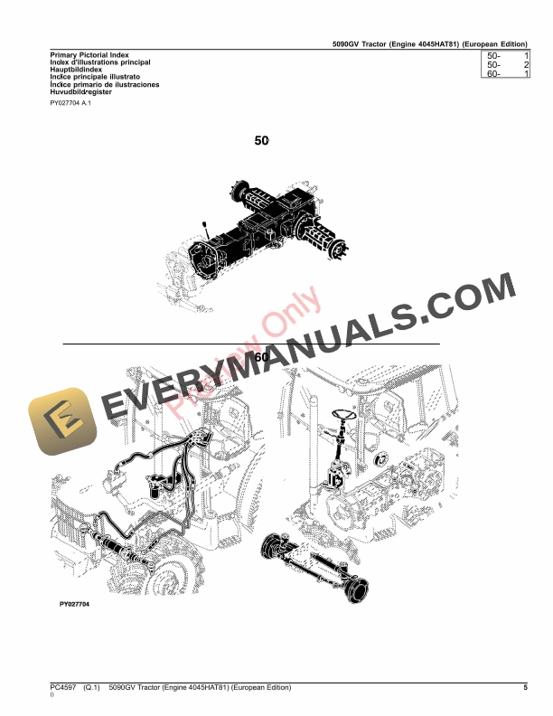 John Deere 5090GV Tractor (Engine 4045HAT81) Parts Catalog PC4597 03OCT23-5