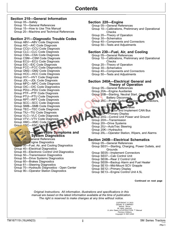 John Deere 5090M, 5100M, 5115M, and 5125M Tractors Diagnostic Technical Manual TM167119 16JAN23 5 John Deere 5090M 5100M 5115M and 5125M Tractors Diagnostic Technical Manual TM167119 16JAN23 3