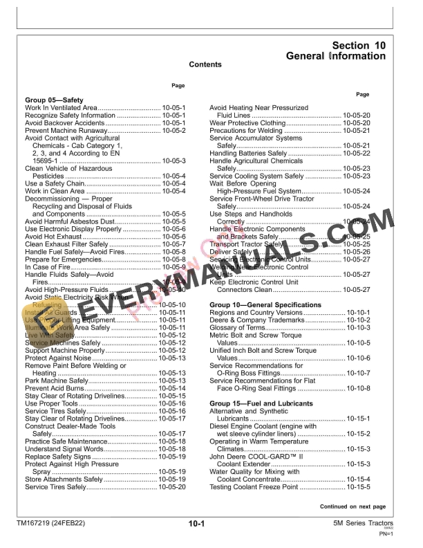 John Deere 5090M 5100M 5115M and 5125M Tractors Repair Technical Manual TM167219 24FEB22 5