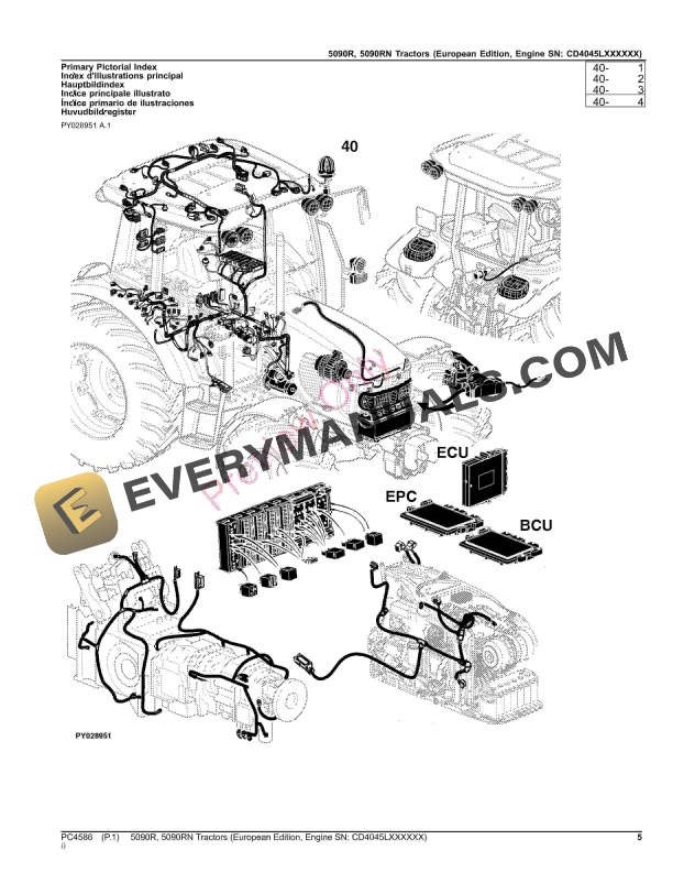 John Deere 5090R, 5090RN Tractors Parts Catalog PC4586 16NOV23-5