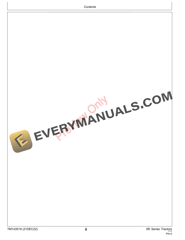 John Deere 5090R 5100R 5115R 5115RH and 5125R FT4Stage IIIB Tractors Repair Technical Manual TM143519 21DEC22 4