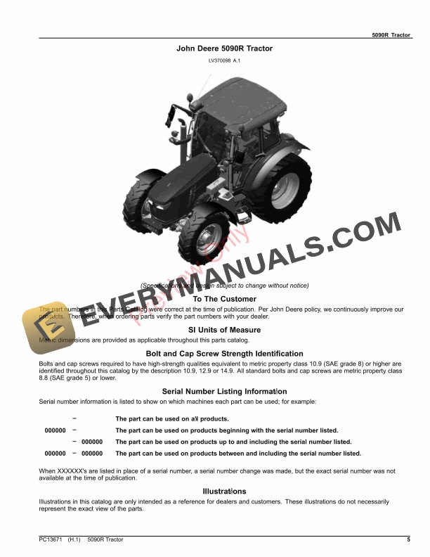 John Deere 5090R Tractor Parts Catalog PC13671 15OCT23-5