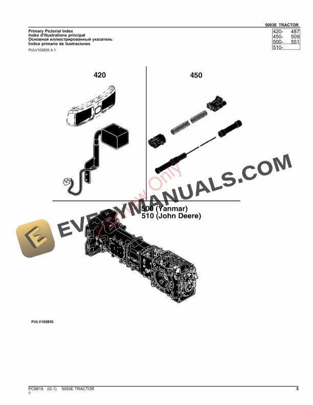 John Deere 5093E Tractor Parts Catalog PC9819 26NOV23-5
