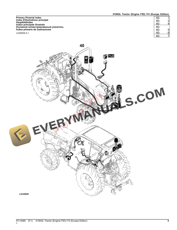 John Deere 5100GL Tractor (Engine F5D) IT4 Parts Catalog PC14085 13MAR23-5