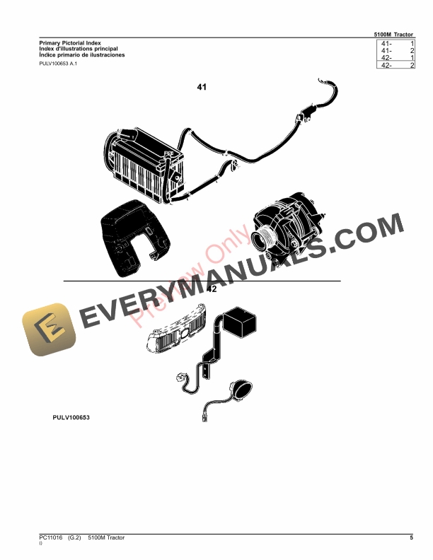 John Deere 5100M Tractor Parts Catalog PC11016 17SEP23 5
