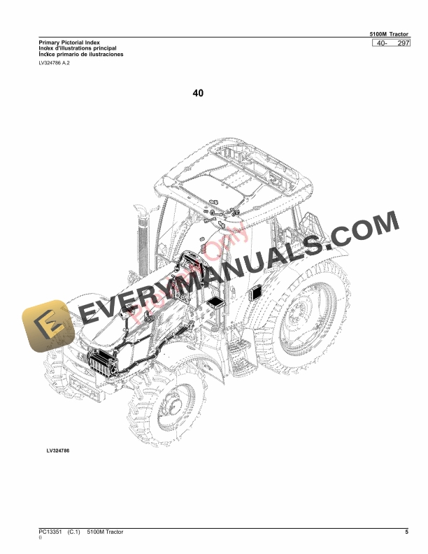 John Deere 5100M Tractor Parts Catalog PC13351 28APR23-5
