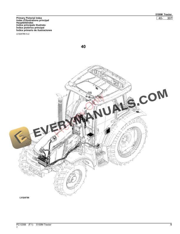 John Deere 5100M Tractor Parts Catalog PC13356 25APR23-5